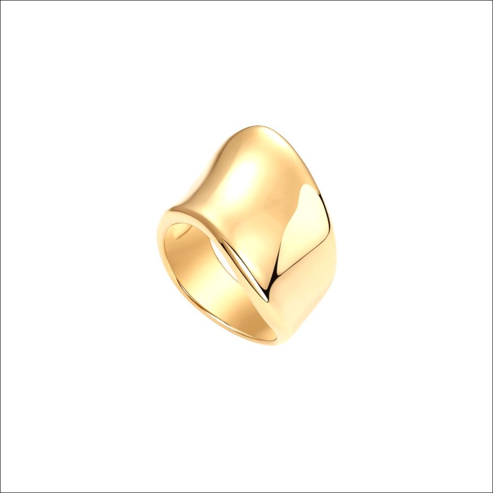 14K Gold Plated Chunky Statement Ring | Stainless Steel Hypoallergenic Stackable